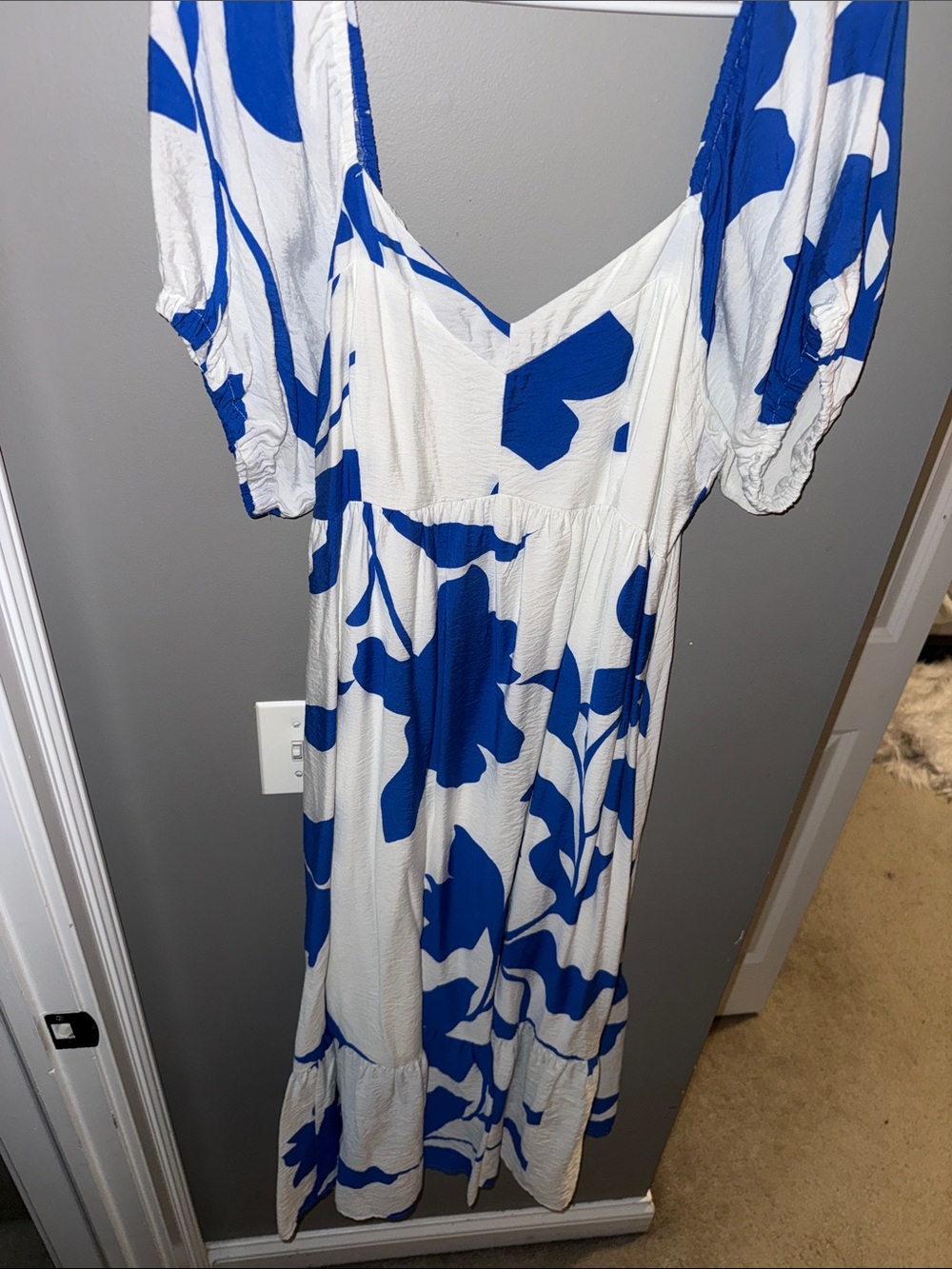 Nine West White and Blue Floral Maxi Dress